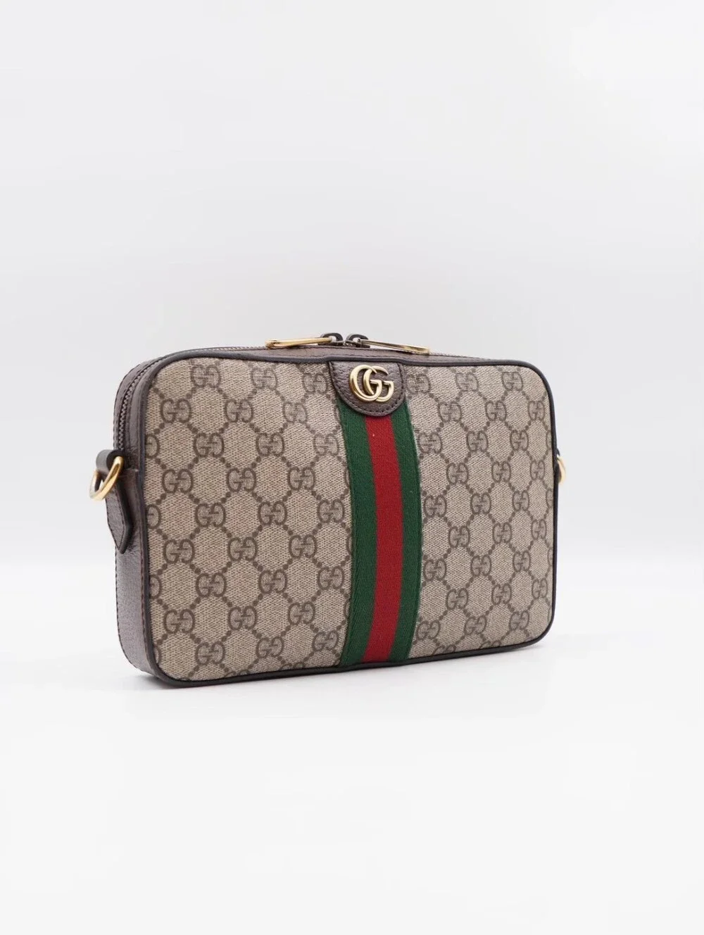 CE04 💗 GUCCI GG Supreme Monogram Web Ophidia Wristlet Shoulder Bag